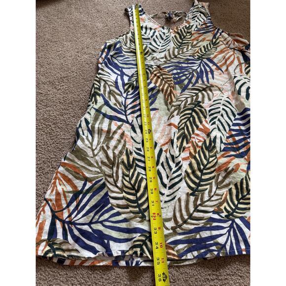 Tahari 100% Linen Tropical Mini Dress Vacation Tunic Palm Frond Print Travel - Picture 5 of 5